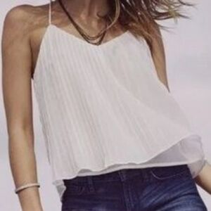 Abercrombie and fitch A&F Pleated Accordion White Lined Tank Top Shirt Medium